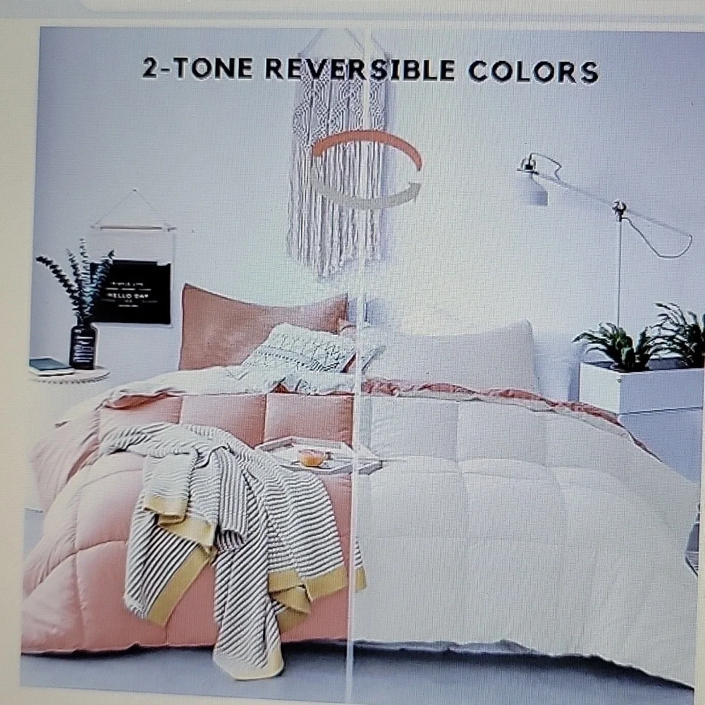 KASENTEX Twin Rose/Beige DownAlternative Quilted Comforter/insert Reversible New